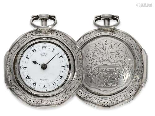 Pocket watch: very rare verge watch with 3 cases and strikin...