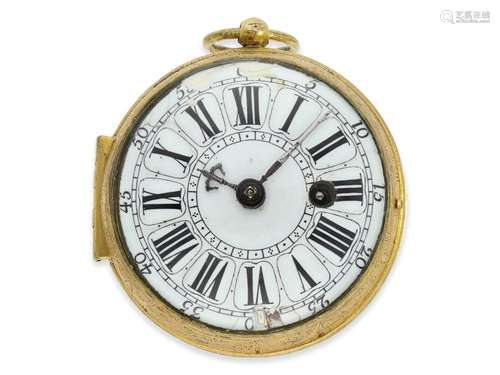 Pocket watch: rare French oignon with relief case and rare s...