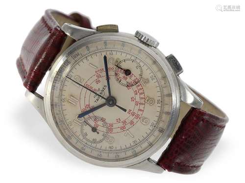 Vintage Tavannes steel chronograph with rare dial design wit...