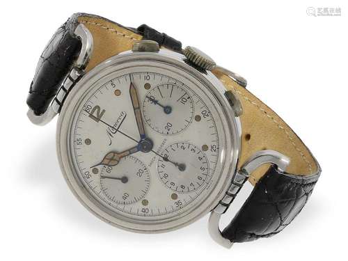 Extremely rare, 'oversize' steel chronograph with ov...