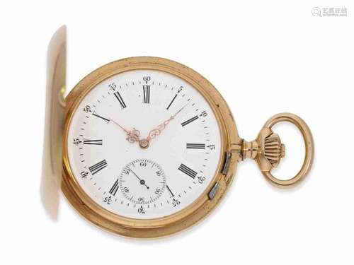 Pocket watch: exceptionally heavy pink gold pocket chronomet...