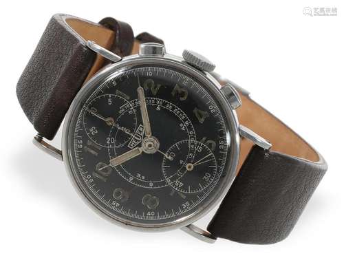 Very early Heuer chronograph with black dial, from the 30s