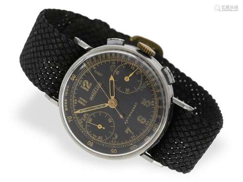 Rare, large Angelus steel chronograph with black dial, from ...