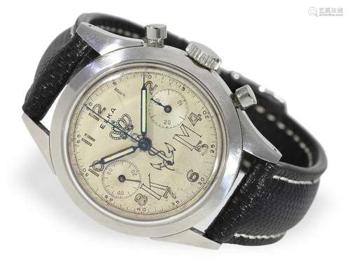 Rarity, extremely rare, large Valjoux 23 steel chronograph m...