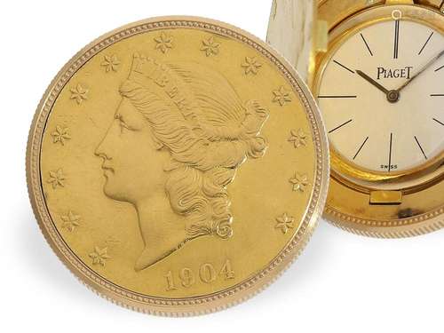 Rare Piaget coin watch with original box, 'Twenty Dollar...