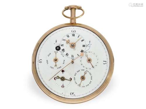 Pocket watch: very rare large astronomical 18K gold pocket w...