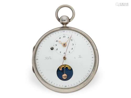 Absolute rarity, early pocket watch with double-wheel Debauf...