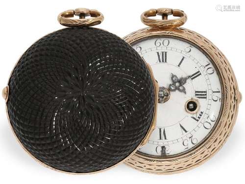 Pocket watch: gold Augsburg Louis XV pocket watch with extre...