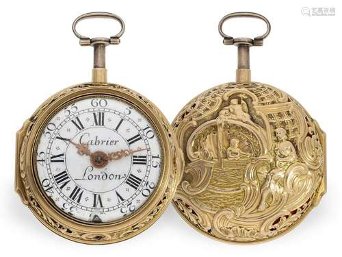 Pocket watch: extremely magnificent 18K repoussé pair case v...