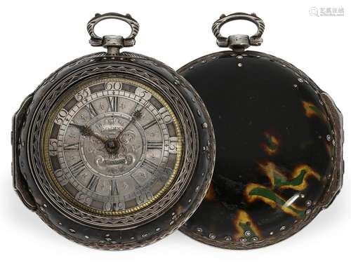 Pocket watch: early, exceptionally large English pair case v...