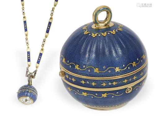 Museum-like gold/enamel 'Boule de Geneve' with origi...