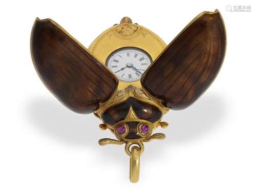 Extremely rare gold/enamel form watch 'Beetle', prob...