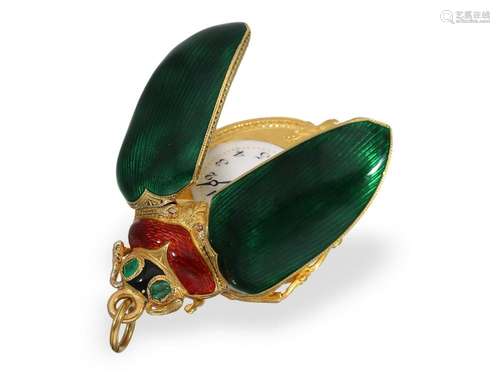 Extremely rare form watch 'Beetle', gold/enamel with...