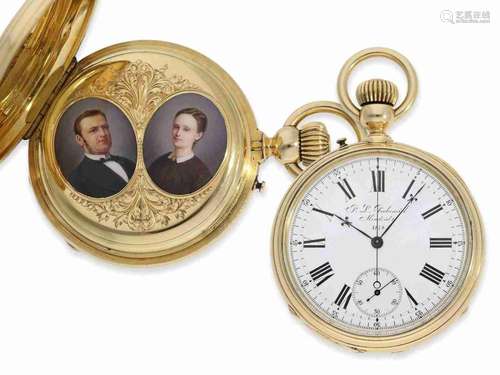 Pocket watch: unique early special chronograph with very fin...