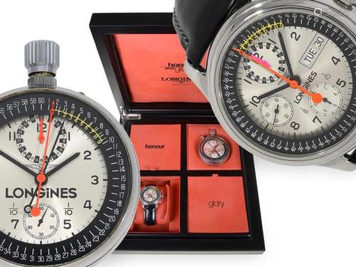 Pocket watch/wristwatch: rare chronograph set with nonius ha...