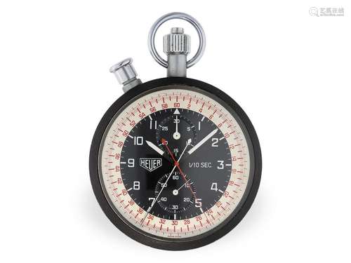 Pocket watch: extremely rare Heuer 1/10-second chronograph r...