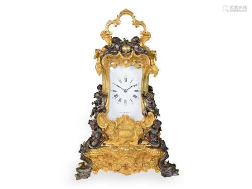 Extremely rare 'Giant' Rococo-style travel clock wit...