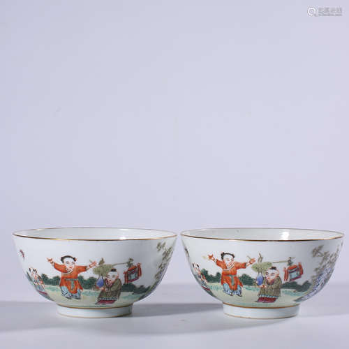 A pair of pastel bowls