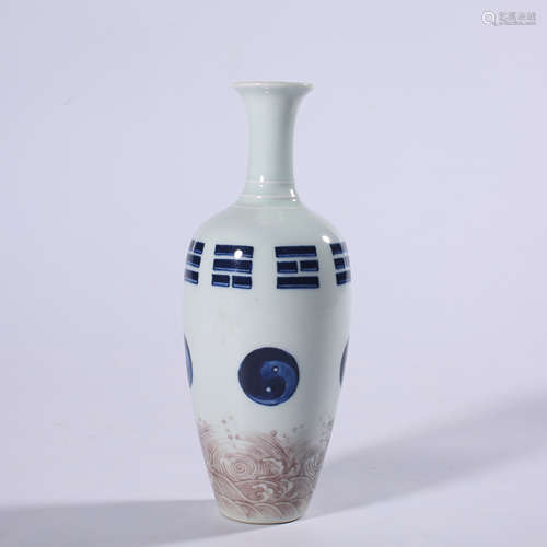 Blue and white underglaze red bottle