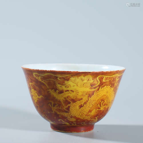 Yellow bowl with red background