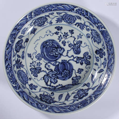 Blue and white plate