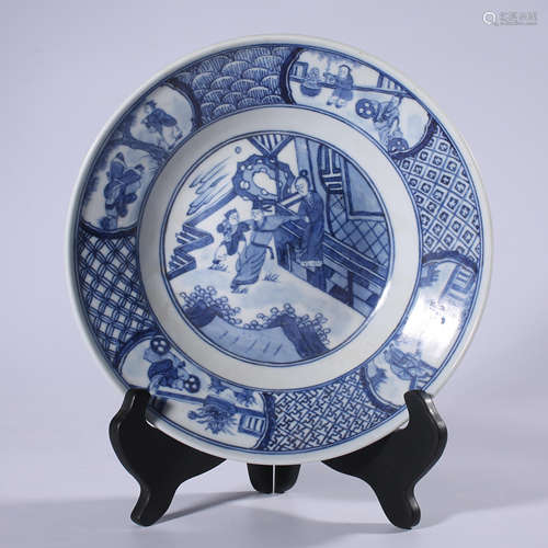 Blue and white plate