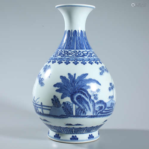 Blue and white jade pot spring bottle