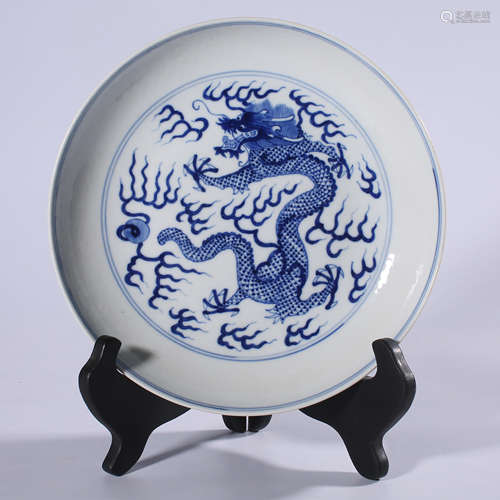 Blue and white plate