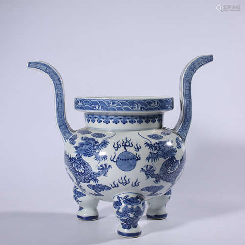 Blue and white censer