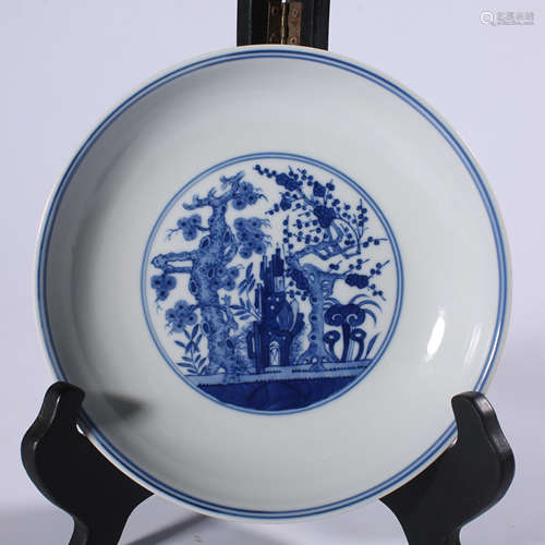 Blue and white plate