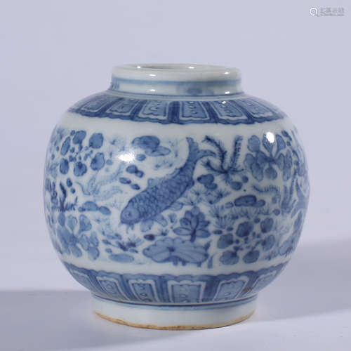 Blue and white pot