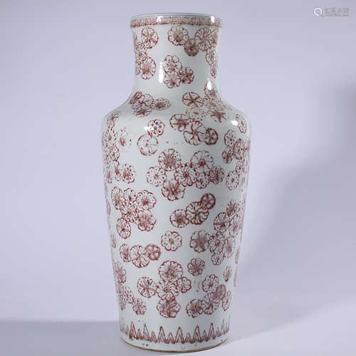 Underglaze red elephant leg bottle