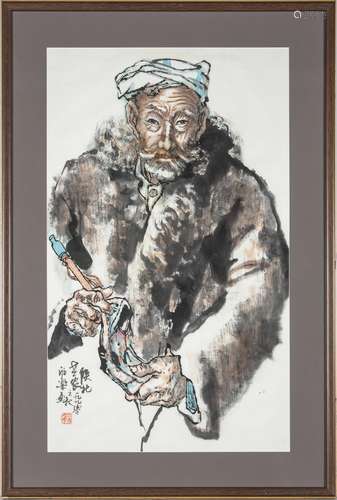 A Chinese Painting by Ma Xinle, depicting a regional Chinese...