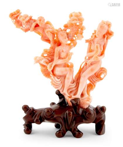 A Chinese Coral Carving