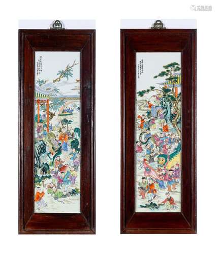 A Pair of Chinese Enameled Porcelain Plaques