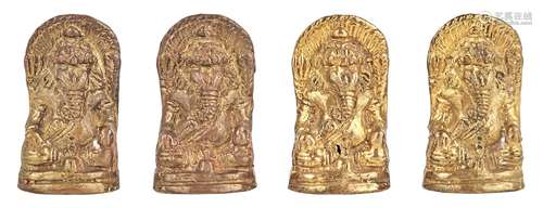 Four Indian Gilt Bronze Icons of Ganesha