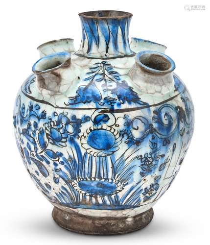 A Persian Glazed Pottery Bud Vase