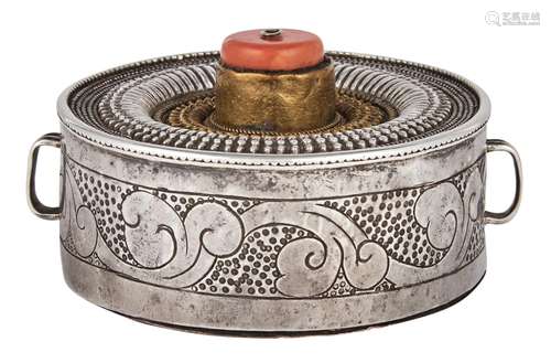 A Tibetan Parcel Gilt Silver Box