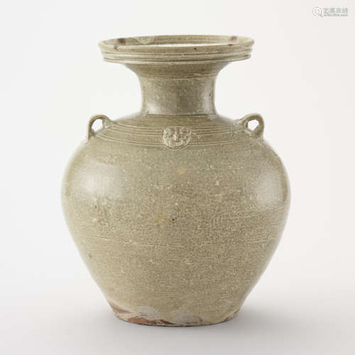 越州窯 東晋  青瓷獸面盤口瓶