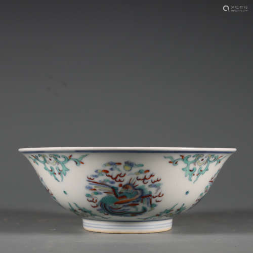 Bowl with Colorful Phoenix Pattern