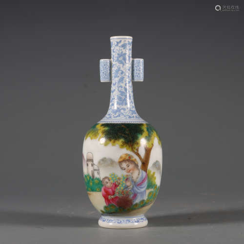 Enamel Enamel Vase with the Pattern of Western Figures and D...