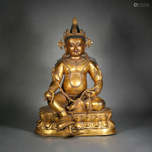 Gilt Bronze Statue of the God of Wealth