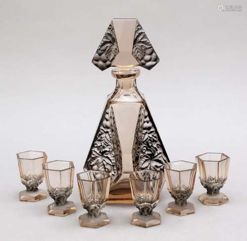 Art Deco carafe and small glass, c. 1