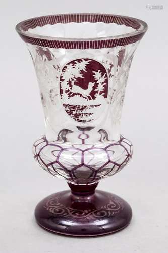 Goblet glass, around 1900, round stan