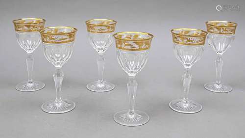 Six white wine glasses, Josephinenhüt