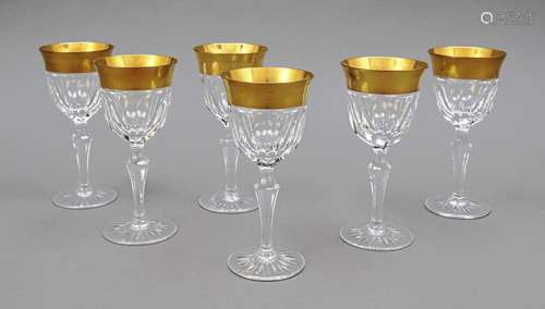 Six white wine glasses, Josephinenhüt