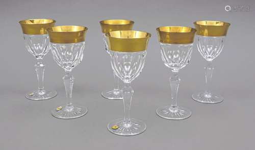 Six white wine glasses, Josephinenhüt