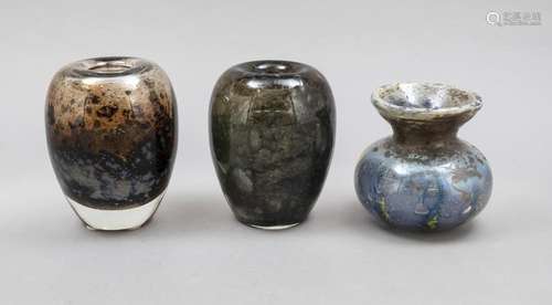 Three artist's glass vases, 2nd half