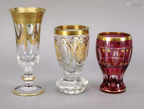 Three footed glasses, 20th century, d