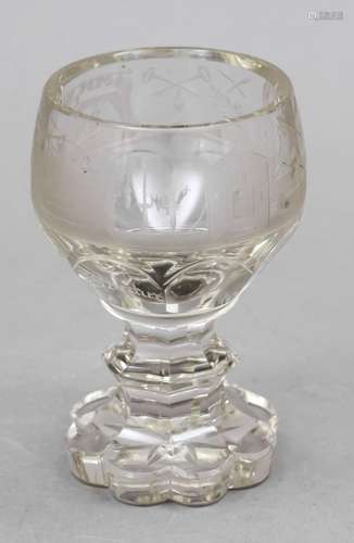 Masonic goblet glass, c. 1900, flower